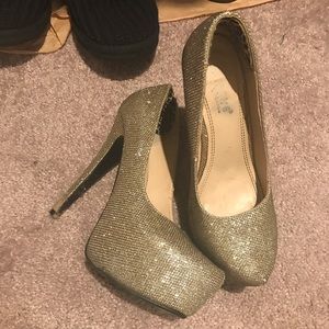Gold Glitter Heels